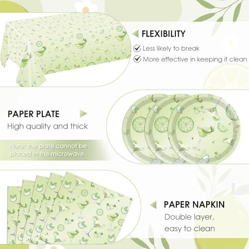 41Pcs Martini Birthday Party Decorations,A Tiny Bit Older Birthday Decor Set Weenies and Tinies Party Martini Napkins Plates Tablecloth丨Green Martini Bridal Shower Casino Bachelorette Party,Serves 20 - Image 3