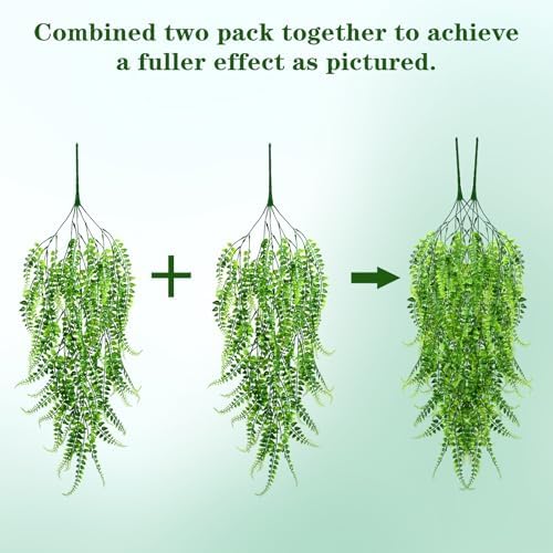 Waipfaru 4Pcs Fake Ferns Fake Hanging Plants Artificial Ferns Vine Greenery - Image 5