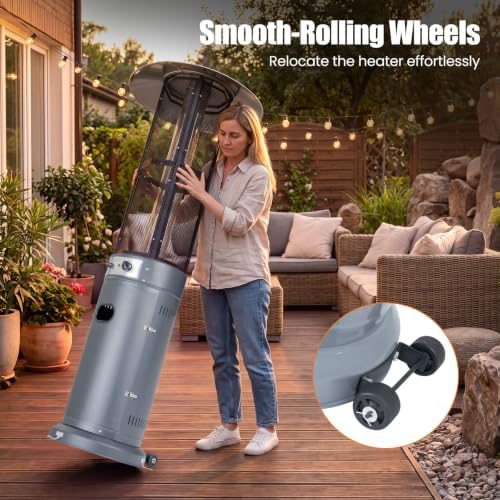 Tangkula Propane Patio Heater with Wheels, Easy Ignition, 34,000 BTU - Image 4