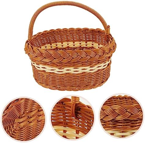 Outanaya Imitation Rattan Woven Basket Decorative Storage Basket for Home Kitchen and Outdoor Picnics Lightweight Multipurpose Design Rustic Style for Organizing - Image 2