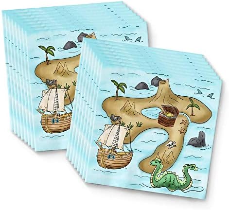 Pirate Treasure Map Birthday Party Supplies - Treasure Hunt Party Kit for 16 Includes Plates, Napkins and Cups - Image 3