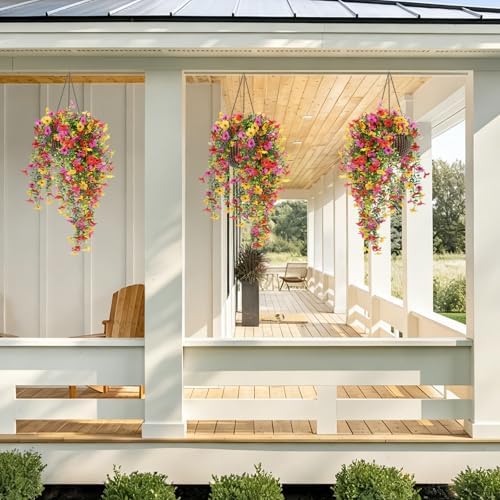 RECUTMS Artificial Hanging Plants UV Resistant Faux Silk Orchid Flowers - Image 7