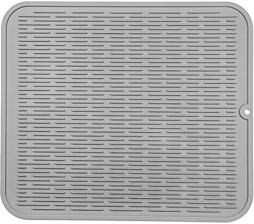 MicoYang Silicone Dish Drying Mat for Multiple Usage,Easy clean,Eco-friendly,Heat-resistant Silicone Mat for Kitchen Counter or Sink,Refrigerator or Drawer Liner Grey 2XL 24 inches x 18 inches by MicoYang