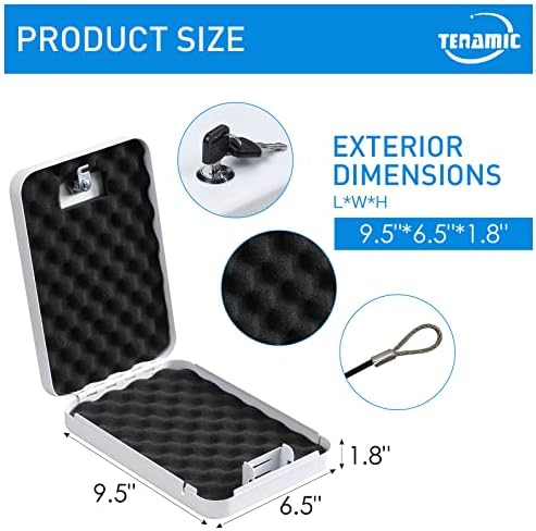 Tenamic Pistol Safe, Portable Travel Gun Safe, Solid Steel Handgun Lock Box for Home, Gun Safes for Car, White - Image 2
