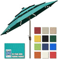 EliteShade USA 10-Year-Non-Fading 9ft 3-Tier Market Patio Umbrella, Commercial Table Umbrella with 80 Solar LED Lights, Crank Open, Windproof & UPF 50+ UV Protection for Garden, Deck, Pool, Backyard, Teal by EliteShade