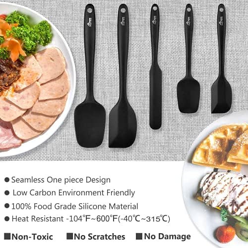 HOTEC Silicone Rubber Spatula Set, BPA-Free, Black, Set of 5 - Image 6
