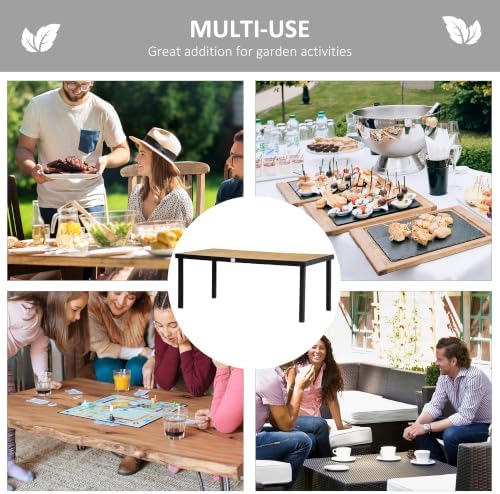 Outsunny 75" x 35" Outdoor Dining Table for 8 People Rectangular Natural - Image 6