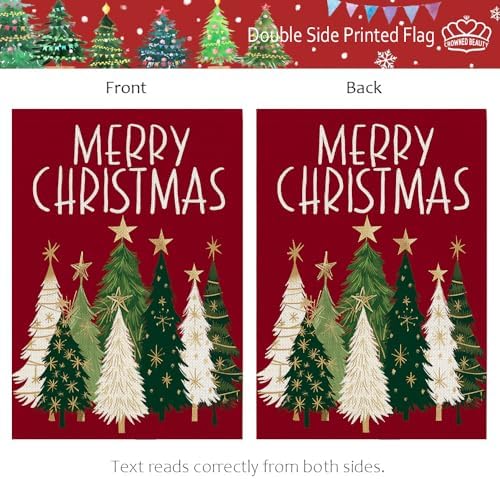 CROWNED BEAUTY Merry Christmas Trees House Flag for Outside 28x40 - Image 5