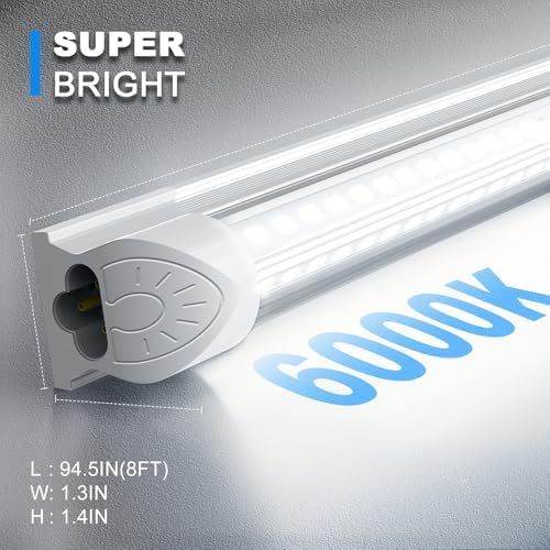 SHOPLED 8FT LED Shop Light, 80W 10800LM 6000K Linkable, Dual-Row LED Chips - Image 4