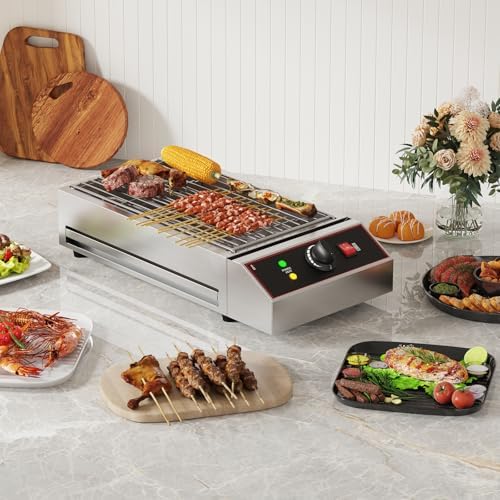 GarveeHome Electric Indoor Grill, 1800W Commercial Portable BBQ Grill Smokeless Countertop Grill with Removable Griddle, Stainless Steel, for Restaurant Home Camping Party Picnic - Image 2