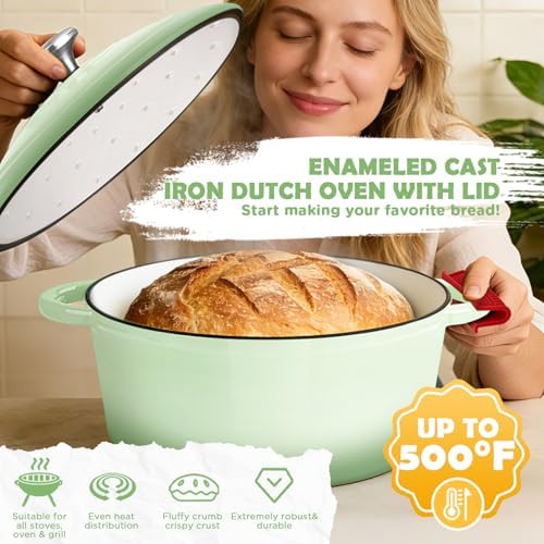 Enameled Cast Iron Dutch Oven Pot with Lid, 5QT Dutch Oven for Bread Baking - Image 5