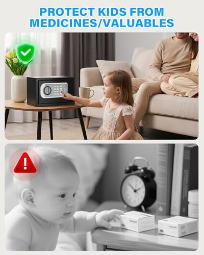 [UPGRADED] Small Safes for Home Dorm, 0.30 Cuft Mini Safe Box - Image 4