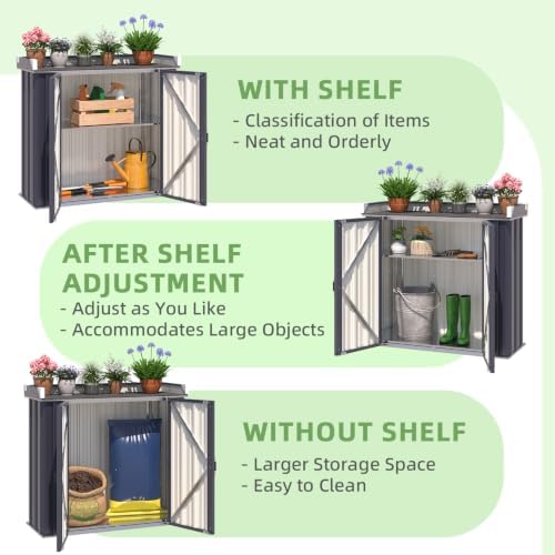 AECOJOY Outdoor Storage Cabinet Waterproof with Floor & Adjustable Shelves - Image 4