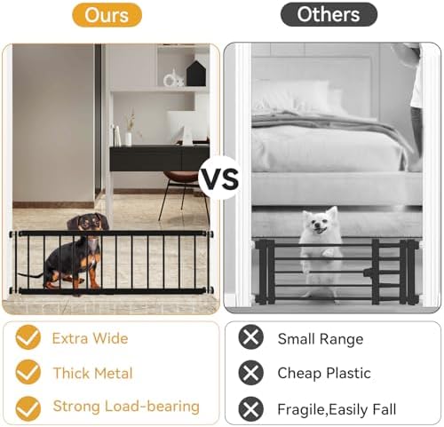 Dog Gate Indoor,18"-45" Adjustable Extra Wide Metal Short Dog Gate to Step Over, 14" Tall Small Pet Gate with 3 Extension Kits, Pressure Mounted for Doorways & Stairs Black - Image 3
