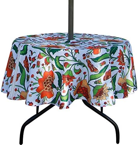 EHouseHome 70 inch Round Floral Tablecloth, Polyester, Waterproof, Zippered, Umbrella Hole, Perfect for BBQs, Parties, Gatherings by EHouseHome