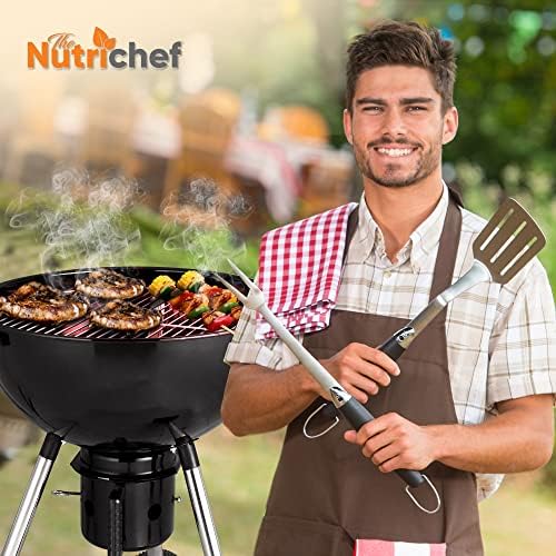 NutriChef Portable Outdoor Charcoal BBQ Grill, Barbecue Grills, Perfect for Picnic, Backyard, Patio, Camping, Offset Smoker with Cover - Image 2