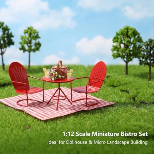 3 Pcs Miniature Bistro Table Chairs Set 1 12 Scale Dollhouse Accessories - Image 5