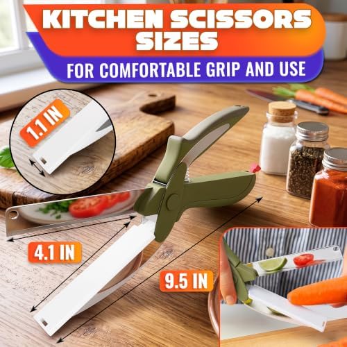 2 in 1 Kitchen Scissors for Food with Cutting Board, Safety Lock - Image 2