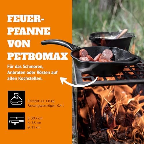 Petromax Cast Iron Fire Skillet for Kitchen or Camping, Pre-Seasoned Cookware for Campfire or Home Oven and Stove, Conducts Heat Evenly, Long Handle, 6" - Image 4