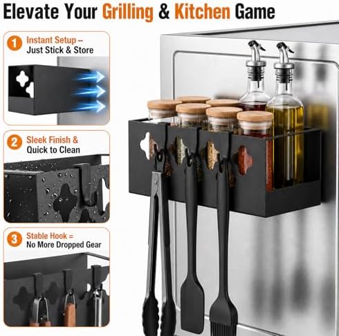 Linidcoud 2 Pack Metal Magnetic Spice Rack Organizer for Pellet Grill Accessories, Outdoor Grill Storage for Most Pellet Smokers, Ironwood Series, Pro Series, Z-Grills, Pit Boss - Image 4