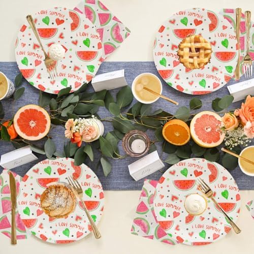 50pcs Party Supplies - Watermelon Paper Plates, 7" Sweet Fruit Plates for Summer Fruit, Watermelon Themed Baby Shower & Birthday Party Decor (small) - Image 5