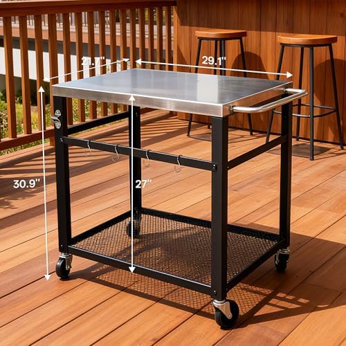Endark Multi-Functional Stainless Steel Food Prep Cart – A Rolling Kitchen and Dining Table Designed for BBQs, Grills, Patios, and Gardens, Outdoor - Image 3