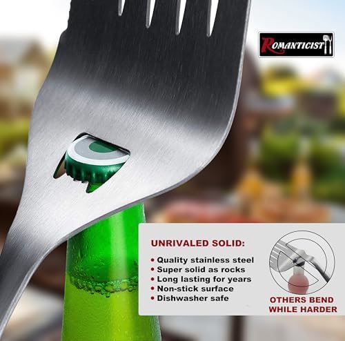 ROMANTICIST 4pc Heavy Duty Grill Accessories for Top Chef - Professional Grill Tools Set & Basic BBQ Tools for Backyard Restaurant Outdoor Kitchen - Deluxe Grill Gift for Dad on Father’s Day Christmas - Image 3