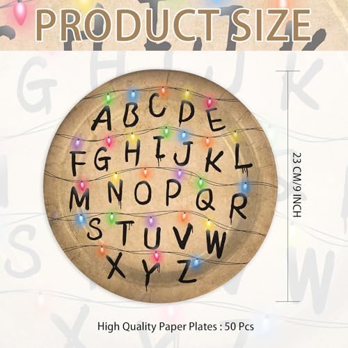 50Pcs Spooky Rustic Alphabet Paper Plates 9 Inch for Halloween - Image 2
