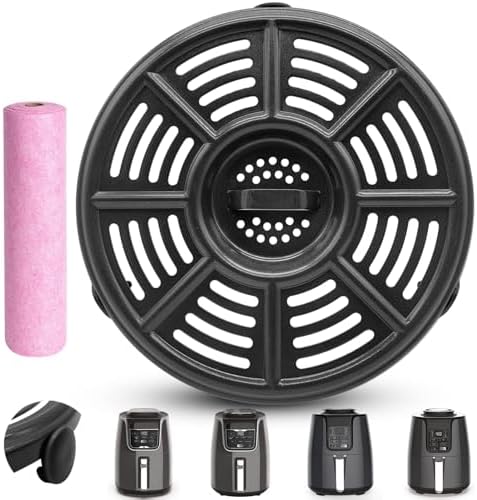 Air fryer Accessories for Ninja AF101 4 QT AF161 Max XL AF150 XL Air Fryer, 8.2'' Round Food Grade Air Fryer Grill Pan Grill Plate Crisper Plate Replacement Parts Tray Rack,Dishwasher Safe by GWBSXM