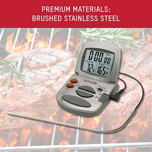 Taylor Precision Products Programmable with Timer Instant Read Wired Probe Digital, Meat, Food, Grill BBQ Cooking Kitchen Thermometer, Stainless Steel - Image 4