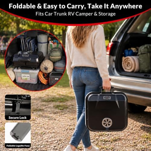 Portable Charcoal Grill, Small Foldable Outdoor Camping Tabletop BBQ Grill - Image 5
