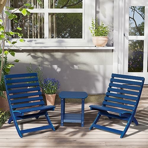 Adirondack Square Outdoor Side Table,2-Tier Storage Patio Side Table, HDPE End Tables for Backyard Pool Porch Garden Lawn (Pack of 2) - Image 7