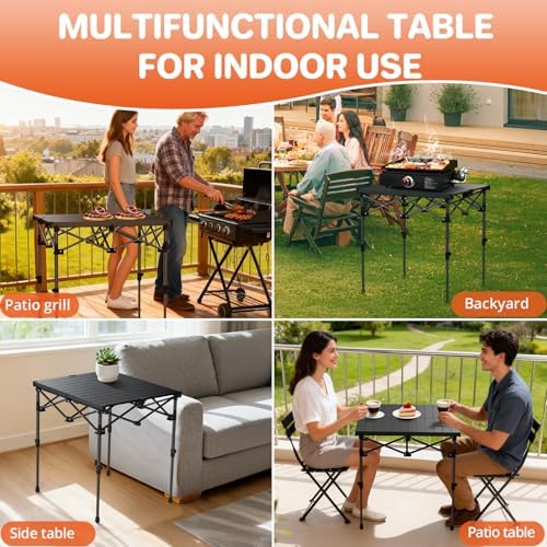FUNYKICH Folding Camping Square Table, 2 Height Adjustable 17.3'' & 27.6'' - Image 6