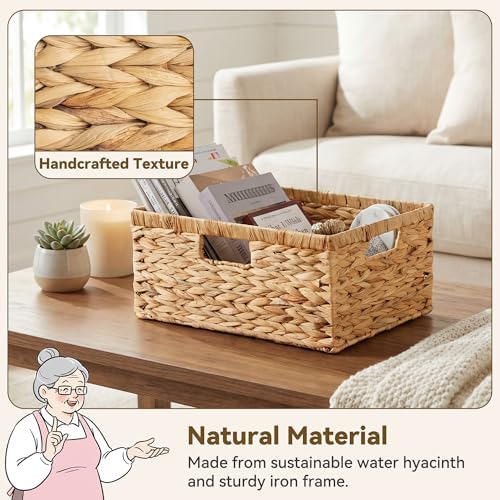 GRANNY SAYS Wicker Baskets with Handle, Large Wicker Storage Baskets, 1Pack - Image 3