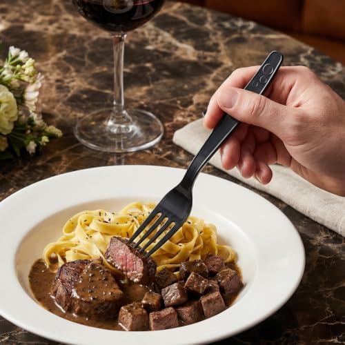 SACATR 100 Count Black Plastic Silverware Heavy Duty -Forks, Spoons - Image 5
