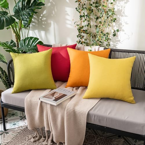 MIULEE Decorative Outdoor Pillow Covers Fall 20x20 Pumpkin Orange - Image 4