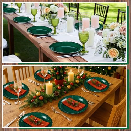 NatNarr 30 Pcs Dark Green Plates 9 Inch Scalloped Green Paper Plates Disposable Dessert Dinner Plate for Wedding, Master Party, Bridal Baby Shower (Pack of 4) - Image 6