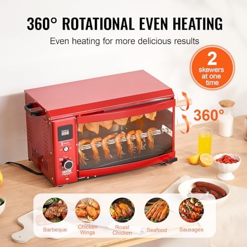 VEVOR Shawarma Grill Machine - 2 String Barbecue Capacity Chicken Shawarma Cooker Electric Broiler Gyro Rotisserie Oven Doner Kebab Grill for Home, Restaurant, Kitchen Parties - Image 3