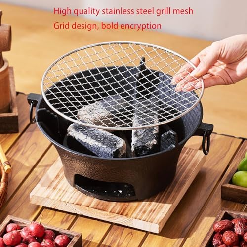 Round Seasoned Cast Iron Charcoal Hibachi Grill - Image 5