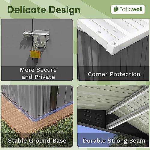 Patiowell 6x4 FT Outdoor Storage Shed, Metal Outdoor Sheds with Vents&Lock - Image 6
