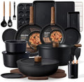 CAROTE 31pcs Pots and Pans Set Non Stick, Detachable Handle Cookware, Black by CAROTE