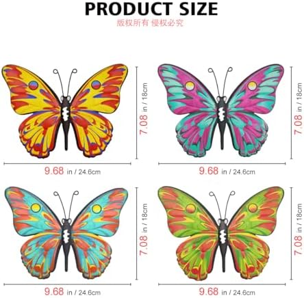 Daogtc Metal Butterfly Wall Decor - 9.6" Outdoor Fence Wall Art Decor, Hanging Decorations for Garden Yard Living Room Bedroom Patio Balcony(4 Pack) - Image 3