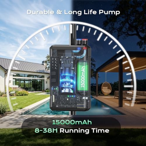 Portable 4 Gallon Misting System with 15000mAh Rechargeable Pump, Stand, 33FT Hose – Powerful Outdoor Water Bucket Misters for Outside Patio Cooling, Backyard, Canopy, Sports, Greenhouse, Camping - Image 4