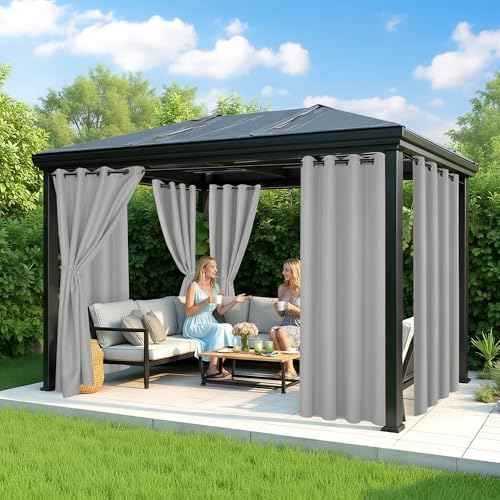 Outdoor Curtains for Patio Waterproof, 6 Drape Panels, Sun Shades - Image 4