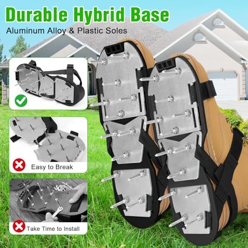 Lawn Aerator Shoes for Grass - Pre-Assembled Grass Aerator Shoes for Lawn - Soil Yard Aerator Tool for Aerating Patio Garden, Black - Image 3