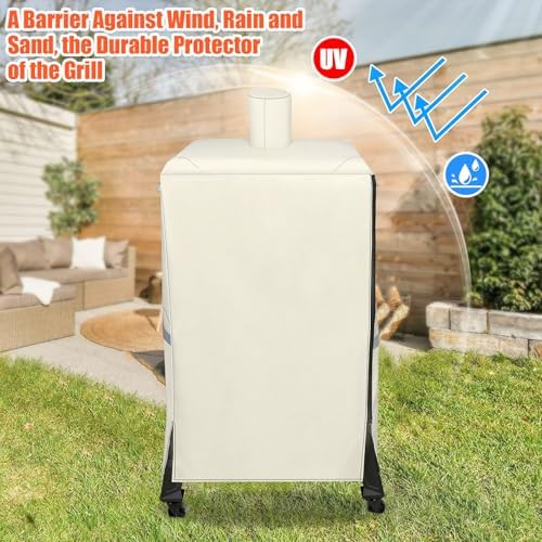 QuliMetal Vertical Smoker Cover for Pit Boss 4/5/7 Series Vertical Smokers, PBV4PS1, PBV5PW1, PBV4PS2, PBV5P1, 600D Waterproof Fade Resistant Grill Cover with Zipper Design for Pitboss 73550, Beige - Image 6