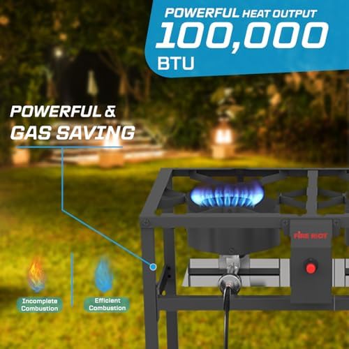 100,000BTU, Outdoor Propane Deep Fryer & Grill Griddle Combo, Double Burner - Image 3