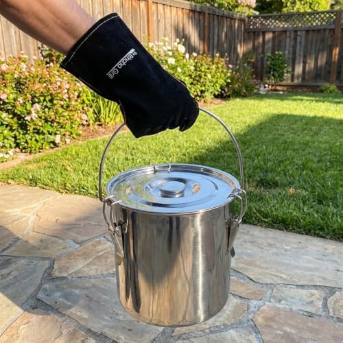 The Bincho Grill Charcoal Saver – Extinguishing Bucket (Keshizumi) for Hot Charcoal and Ash Collection, Heavy Duty Stainless Steel with Lockable Lid, 3 Gallon Capacity - Image 5