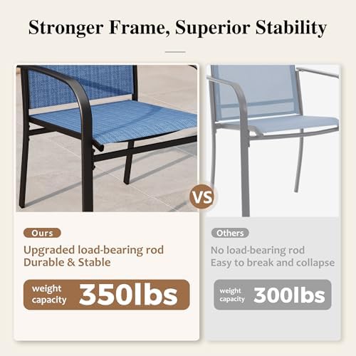 HERA'S HOUSE 5pc Patio Dining Set for 4, Outdoor Metal Table & Blue Chairs - Image 6