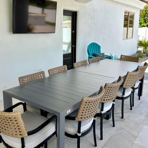PURPLE LEAF Patio Dining Table for 10, All Aluminum Frame Height Adjustable by Unknown
